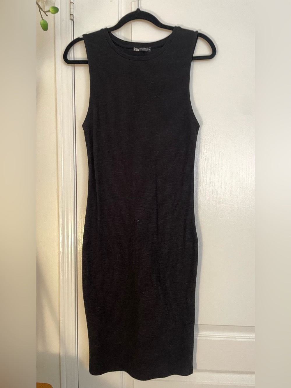 Zara Black Ribbed Bodycon Dress